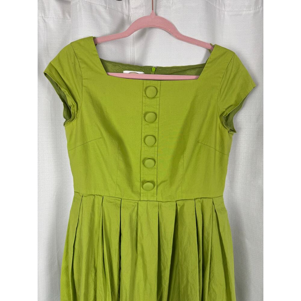Talbots Petites Green Midi Dress Cottagecore Vintage Fit Flare 6P - Picture 2 of 6